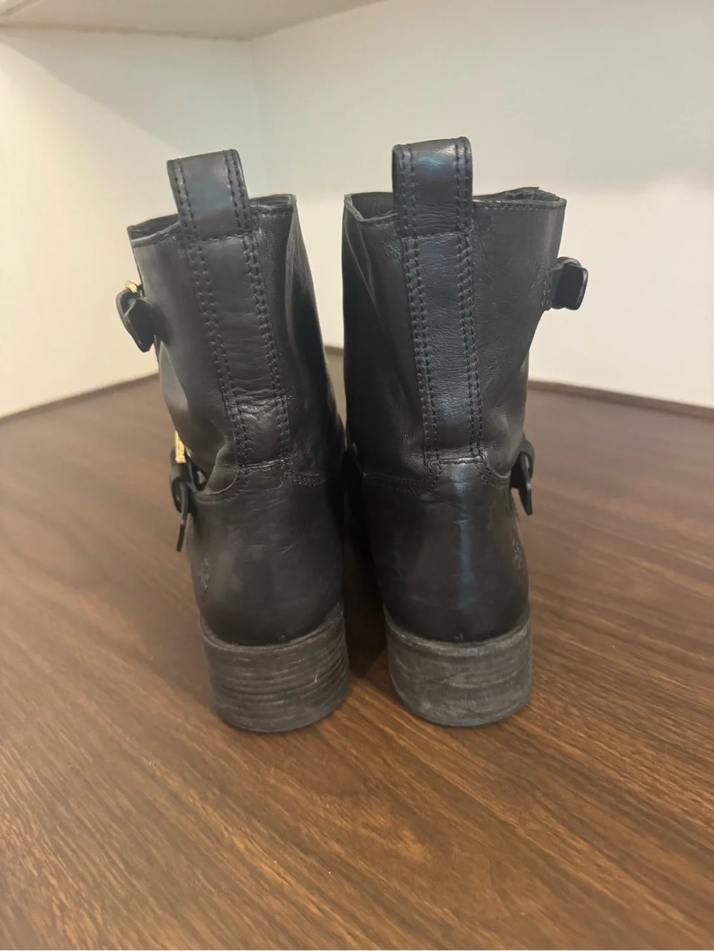 Tory Burch Black Leather Moto Ankle Boots Buckle Engineer Boots Women’s Size 9M